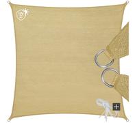 TOILE SOLAIRE - TECTAKE - Voile d'ombrage carrée avec une protection UV 50+ Cordes de tension comprises 5,4x5,4m - Beige