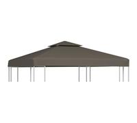 Toile supérieure de belvédère 2 niveaux 310 g/m² 3x3 m Taupe Toile couverture de Rechange Beige pour Gazébo Pergola