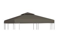vidaXL Toile supérieure de belvédère 2 niveaux 310 g/m² 3x3 m Taupe 44756