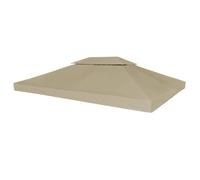 vidaXL Toile supérieure de belvédère 2 niveaux 310 g/m² 4x3 m Taupe