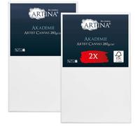 Artina Set de 2 Canvas Toile Peinture Châssis Entoilés en Bois FSC® | 60x90cm blanche 100% coton tableau toiles à peindre stable acrylique peintre professionnel support Akademie