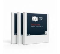 Artina lot de 3 petite toile peinture canvas châssis bois stable coton | 40x40cm blanche vierge 100% peinte au préalable tableau a peindre acrylique carrée Premium