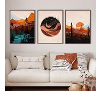 Toile tableau abstraite peinture montagne rivière paysage Murale Art moderne affiches murales imprimer des images pour salon intérieur Decoration à la maison 40x60cmx3 sans cadre