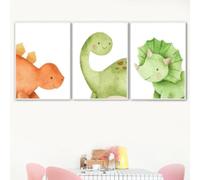 Toile tableau de peinture de dinosaure de dessin animé mignon, affiches imprimées abstraites nordiques, images d'art mural pour chambre d'enfants, Decoration d'intérieur, 30x50cm x 3, sans cadre