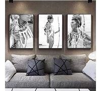 Toile tableau Peinture Femme Indienne Figure Et Affiches 3 Pièces Nordique Murale Art Tableaux Pour Salon Decoration De La Maison Sans Cadre 40×50cm×3 pcs
