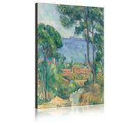 Toile Tableaux Célèbres Vue Sur L'Estaque Et Le Château D'If Par Paul Cézanne Art Mural Reproduction De Tableaux Reproduit Sur Toile Illustration Pour Les Décorations (Pas de cadre,50_x_70_cm)