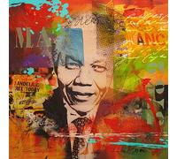 Toile tendue sur bois - Bars Mandela Baker Micha - Photographie carrée image pop culte mixed-media photo design nouveau nelson mandate impression d'art 40 x 40 cm