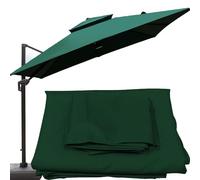 Toile Tonnelle 3x3M Auvent de Rechange pour Déporté Parasol de Terrasse, Auvent de remplacement pour parasol de 8 baleines,Carré Toile de Rechange (Green)
