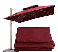 Toile Tonnelle 3x3M Auvent de Rechange pour Déporté Parasol de Terrasse, Auvent de Remplacement pour Parasol de 8 Baleines,Carré Toile de Rechange (Red)