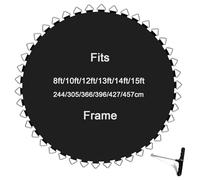 Toile Trampoline - Tapis de Saut pour Trampoline - Tapis Trampoline Coudre 8 Fois, Convient au Cadre de 244/305/366/396/427/457 cm, avec Outil de Tirage à Ressort,Noir,Fits 12ft/366cm 72V