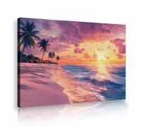 Toile tropicale de coucher du soleil Panneaux d’art mural Peintures Œuvres d’art côtière Fresques Vue sur l’océan Paysages du lever du soleil pour la décoration intérieure de l’appartement 35x55cm