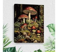 Toile vintage imprimée sur toile représentant des champignons, peintures murales rétro encadrée, impressions d'esthétique de ferme pour la décoration de la salle de bain, de la cuisine, de la chambre