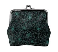 Toiles d'araignée Turquoise sur Porte-Monnaie en Cuir Noir pour Femme, Petite Pochette de Monnaie avec Fermoir à Fermeture à glissière et Boucle de Fermeture pour Cadeau Fille