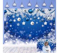 Toiles de fond de Noël bleues pour photographie Joyeux Noël flocon de neige bleu fond de photographie hiver Noël d'hiver vacances d'hiver fête d'anniversaire baby shower décoration toile de fond