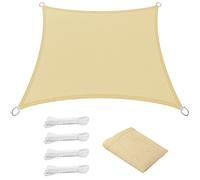 Toiles D'Ombrages 360 x 390 cm Rectangulaire, 95% UV Protection, Coupe-Vent, Personnalisable Filet de Jardin Patio avec Corde pour Jardin Patio Extérieur Terrasse Pergola, Couleur Crème