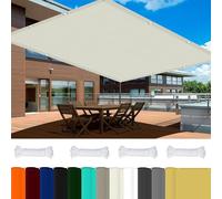 Toiles D'Ombrages UV Protection 3 x 5.5 m 98% UV Protection,Polyester, Toile d'ombrage Imperméable avec 4 X Cordes de 1.5M pour Pergola, Fleurs, Patio Lawn., Ivoire