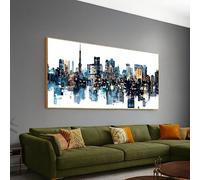 Toiles imprimées de paysages urbains, panorama urbain, art mural nocturne, toile métropolitaine, impressions d'art urbain contemporain (80x160cm/cadre intérieur)