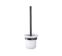 Toilet Brush and Holder, Bathroom Toilet Brush Sets with Stainless Steel Handle and Tempered Glass Bowl