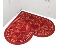 Toilet Door Mat - Quick Drying Bath Mat | Red Love Non-Slip Super Absorbent Floor | 23.6x23.6x0.4 inch Romantic Bathroom Carpet | Red Love Quick-Drying Super Absorbent Bath Rug for Floor Door Kitchen