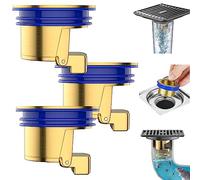 Toilet Floor Drain Deodorizing Core, Backflow Preventer Sewer Core Anti-Odor Plug, Floor Strainer Filter Plug Sewer Core, Drain Stopper Bathroom Tub Drainage Fast (Copper 3 Pack)
