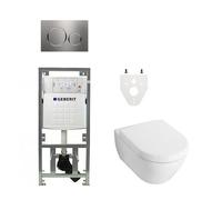 Toilet Pack Villeroy Boch Subway 2.0 DirectFlush - réservoir Geberit - fermeture douce - plaque de commande Sigma20 - inox 0701131/0124060/ga26028/sw53748/