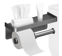 Toilet Paper Holder, Multifunctional Paper Holder with Phone Rack, Toilet Paper Stand for 2 Rolls, Holder with Shelf for Phones and Small Items, Bathroom Organization