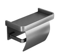 Toilet Paper Holder Shelf, Wall Mount Tissue Holder, Heavy Duty Bathroom Organizer, Rustproof Aluminum Alloy Toilet Tissue Holder, Adhesive Paper Holder for Kitchen and Bathroom