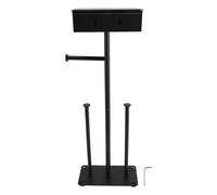 Toilet Paper Holder Stand, Large Capacity Black Toilet Paper Holders Stand with Storage, Spiral Assembled Toilet Paper Holder Standing