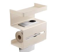 Toilet Paper Holder with Shelf - No-Drill Toilet Paper Holder | Modern Steel Organizer for Small Bathrooms, Apartments, RVs, and Commercial Spaces
