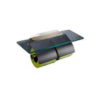 Toilet Paper Stand, Porte-essuie-Tout Mural en cuivre chromé Noir/Noir, Accessoire for téléphone Portable(Black 2)