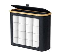 Toilet Paper Storage, 14 inches Holder Basket for 12 Rolls, Bathroom Organization Home, Large Container with Lid Shelf Floor Under Sink Design, Tissue Restroom Cabinet for Corner