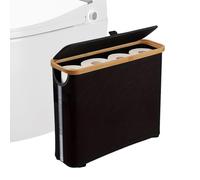 Toilet Paper Storage Basket - Foldable Free Standing, Organizer Fabric Design with Lid and Handle for Up to 12 Rolls Space Saving Bathroom Storage Solution for Home Living Room Laundry Room Use