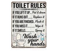 Toilet Rules Funny Metal Tin Bathroom Sign 12x8 Inch