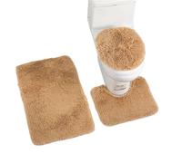 Toilet Seat Cover 3Pcs Set Bath Mat Shower Room Floor Rug Home Bathroom Doormat Bathtub Decor Carpet pour Salle de Bain, Baignoire et Toilettes(Brown)
