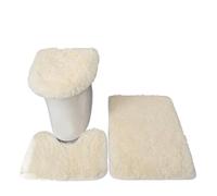 Toilet Seat Cover 3Pcs Set Bath Mat Shower Room Floor Rug Home Bathroom Doormat Bathtub Decor Carpet pour Salle de Bain, Baignoire et Toilettes(White)