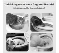 Toilet-Shaped Cat Water Bowl, Toilet Water Bowl for Cats, Nolvety Wall-Mounted Detachable Pet Water Dispenser with Stainless Steel Inner Bowls for Your Cat Drink More (White)