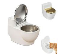 Toilet Water Bowl for Cat, Wall-Mounted Toilet-Shaped Cat Bowl, Small Funny Bowls for Dogs and Cats Hilarious Gravity Pet Fountain, Elevated Pet Food Dish (Silver)