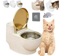 Toilet Water Bowl for Cat, Wall-Mounted Toilet-Shaped Cat Bowl, Toilets Shaped Pet Water Dispenser, Stainless Steel Insert Non-Spill, Easy Clean, Let Your Cats Drink More Waters (Gold)