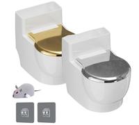 Toilet Water Bowl for Cat, Wall-Mounted Toilet-Shaped Cat Bowl, Toilets Shaped Pet Water Dispenser, Stainless Steel Insert Non-Spill, Easy Clean, Let Your Cats Drink More Waters (Silver+Gold)