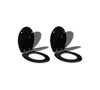 vidaXL Toiletbril met soft-closedeksel 2 st MDF zwart275905 Noir G