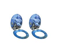 Vidaxl Lot De 2 Sièges Wc Mdf Couvercle À Fermeture En Douceur Dauphin