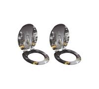 Toiletbrillen 2 st met soft-close deksels MDF New York ontwerp277000