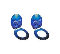 Sièges de toilette avec couvercles 2 pcs MDF Dauphin