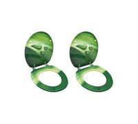 vidaXL Sièges de toilette avec couvercle 2 pcs MDF Vert Gouttes d'eau