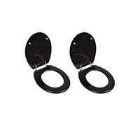 Sièges de toilette avec couvercles 2 pcs MDF Noir