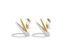 vidaXL Sièges de toilette et couvercles 2 pcs Plastique Blanc et jaune