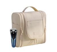 Toiletry Travel Bag, Waterproof Makeup Organizer, Spacious Cosmetic Case, Unisexe Travel Pouch, Multi Compartment Storage, Portable Hygiene Kit, Sturdy Polyester Design, 9.45 inches, Beige,