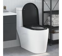 Toilette à libération rapide vidaXL avec fermeture douce en Duroplast Noir