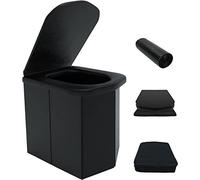 Toilette Camping Portable avec Couvercle, Toilettes Sèches WC Pliable sans Produit Chimique - Supporte Plus de 200 kg, Kit Seau Hygiénique Adulte avec 12 Sacs - Conviennent pour la Pêche, Eandonnée