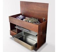 Toilette Chat Meuble for Chat Longueur : 65/85 Cm Structure en Fer Et Plastique avec roulettes Et Pelle À Litière Espace De Rangement Supérieur Montage Facile Litter Locker(65.5 * 40 * 81cm)